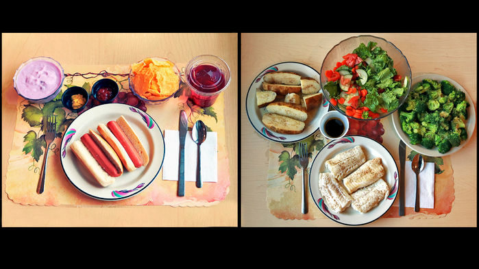 Click to enlarge ultraprocessed vs real food