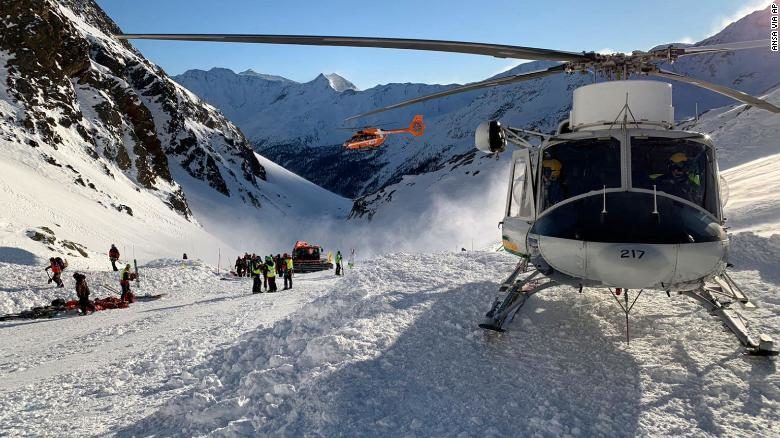 Rescuers at work following an avalanche in Val Senales, Saturday, Dec. 28, 2019.