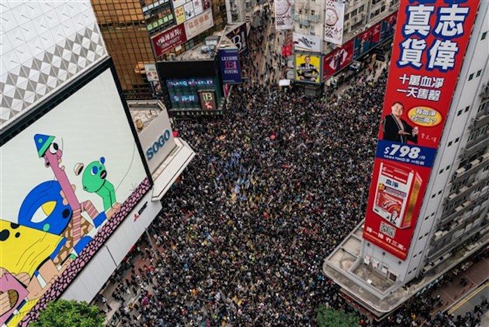 Protesters Hong Kong New Years 2020.