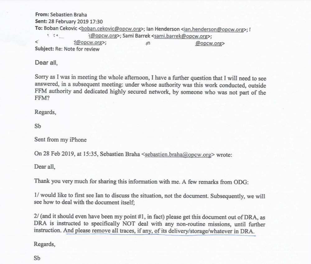 Click to enlarge OPCW report fake douma gas attack email