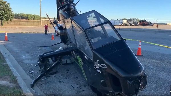 Click to enlarge Damage to historic helicopter