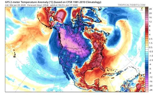 US cold forecast Jan 20202