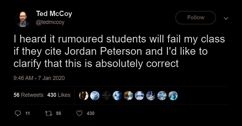 ted mccoy tweet jordan peterson
