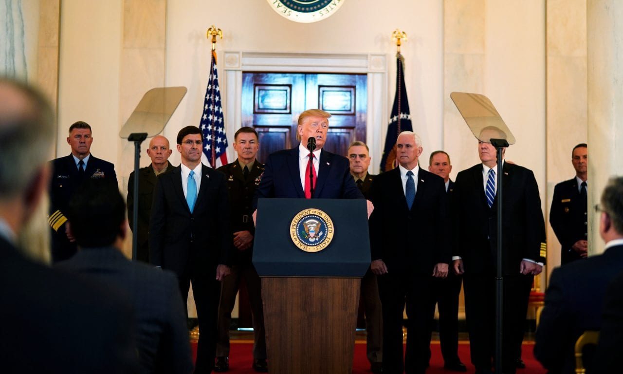 Click to enlarge trump speech iran missile attack us base iraq