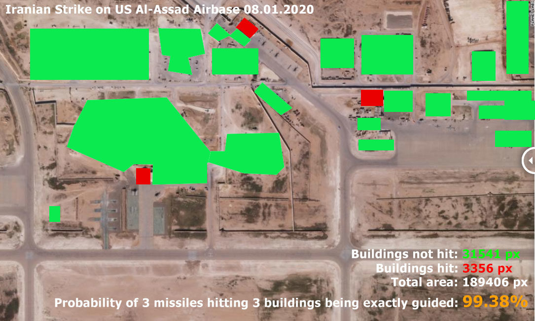 iran missile strike US base satellite photo