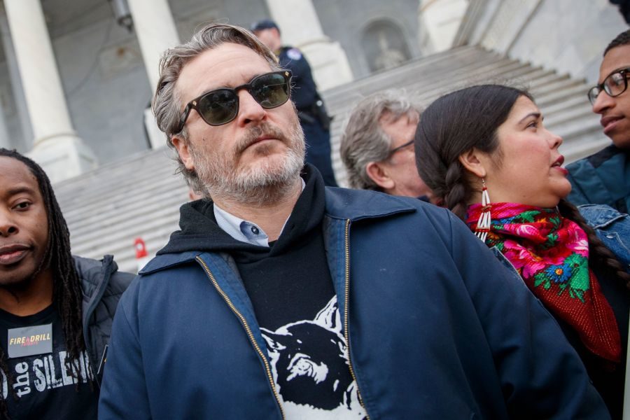 Joaquin Phoenix Fire Drill Friday climate change rally