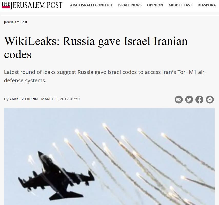 Jerusalem Post TOR-M1 codes Russia Iran