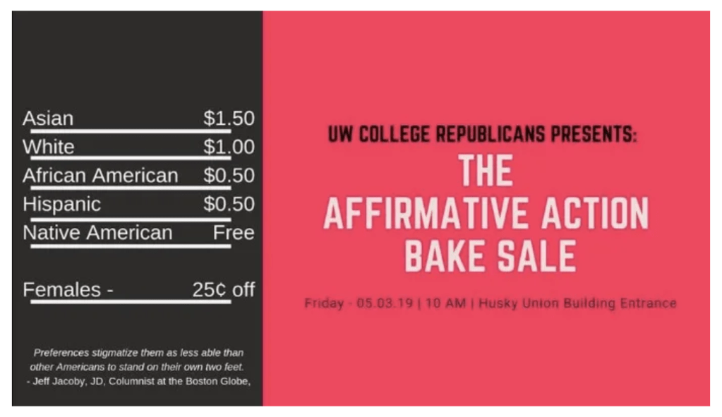 Click to enlarge affirmative action bake sale