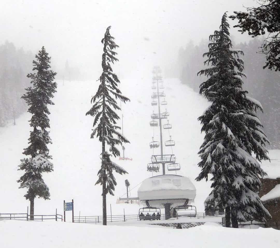 The chairlifts were mostly full at Willamette Pass Resort on Saturday, January 11