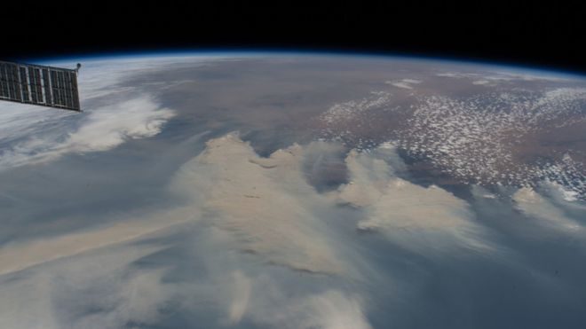 Bushfire smoke near the International Space Station