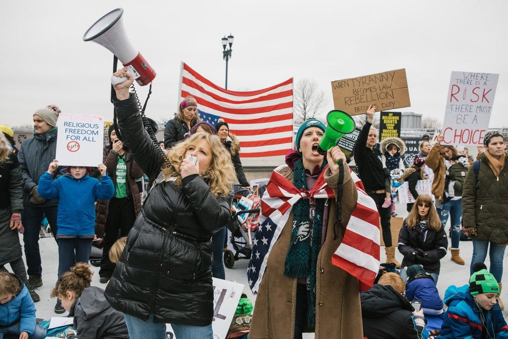 Click to enlarge vaccine protesters