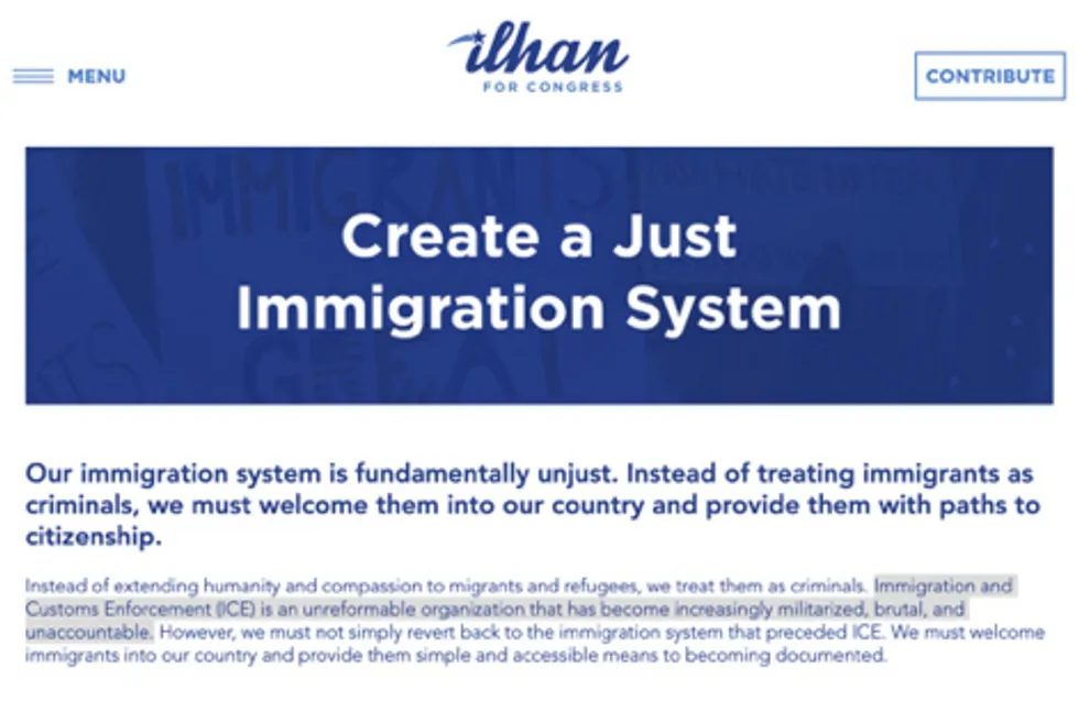 Ilhan Omar website screenshot