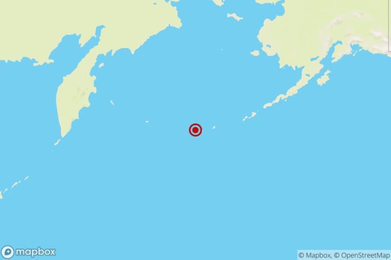 The location of a magnitude 6.2 earthquake Wednesday night in Alaska’s Aleutian Islands