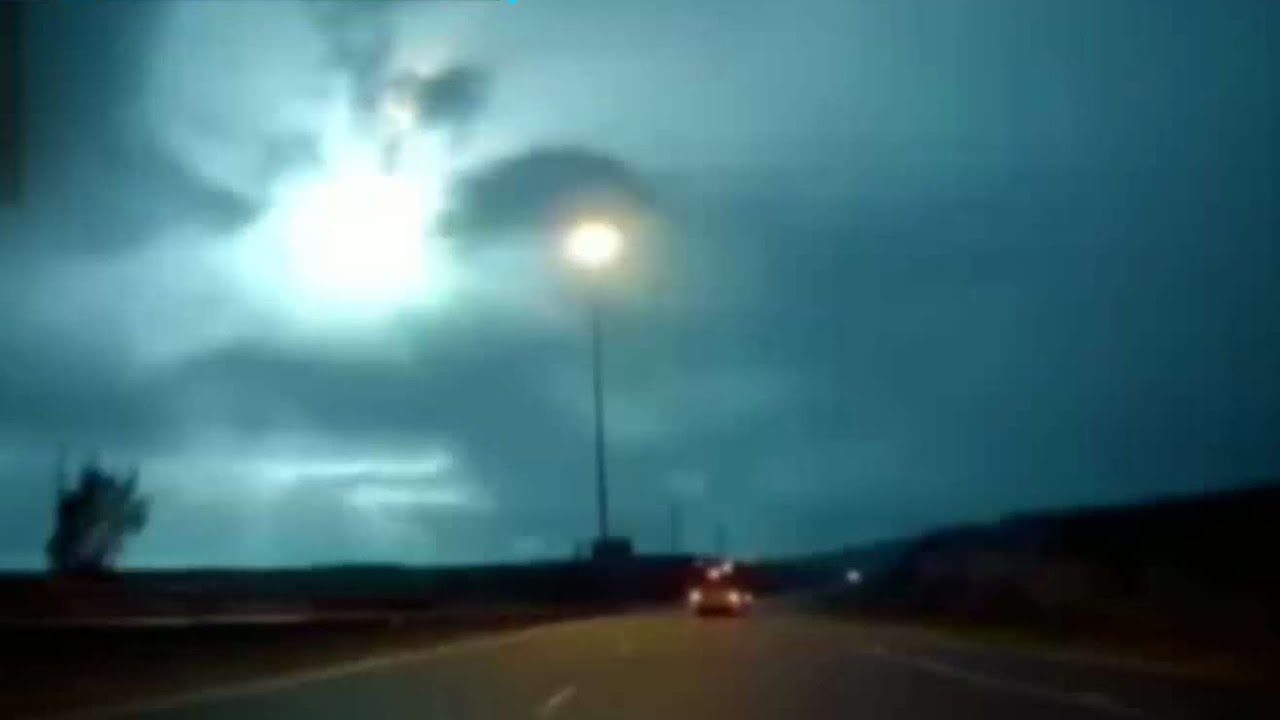 Meteor fireball over highway