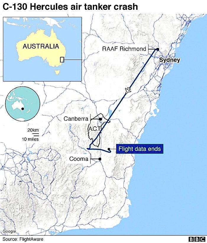 Click to enlarge Map plane flight