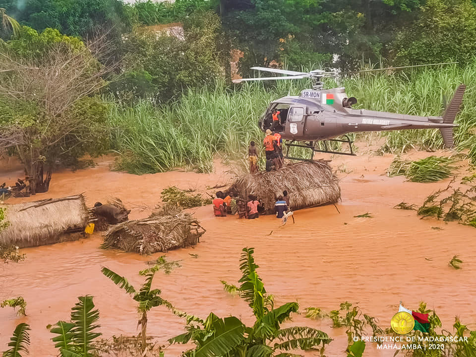 Flood rescues in Madagascar, January 2020.