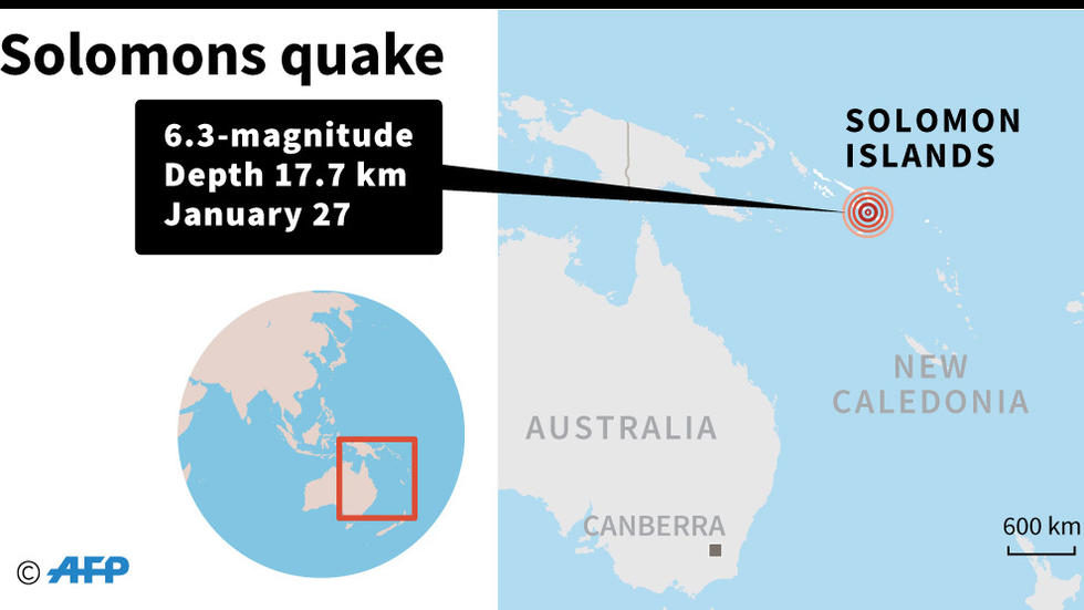 Magnitude 6.3 earthquake strikes Solomon Islands