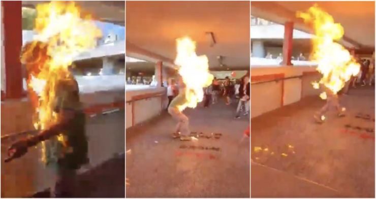 Click to enlarge man set alight Hong Kong protests