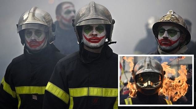french firefighter protest yellow vest