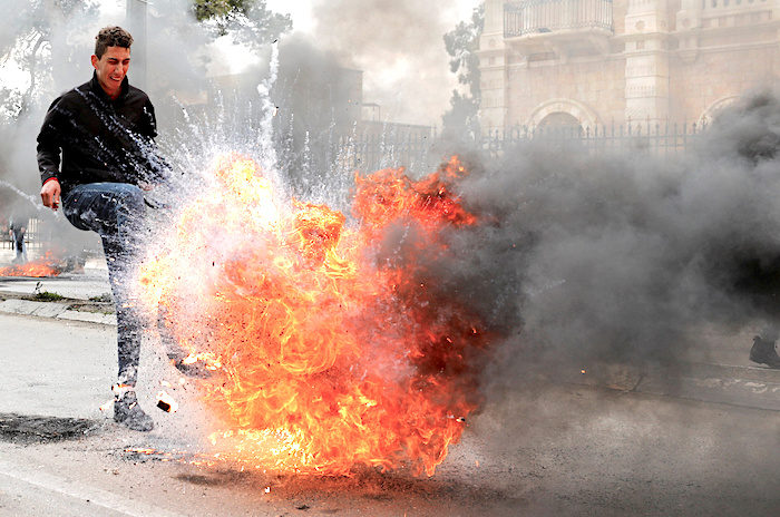 Kick burning tire