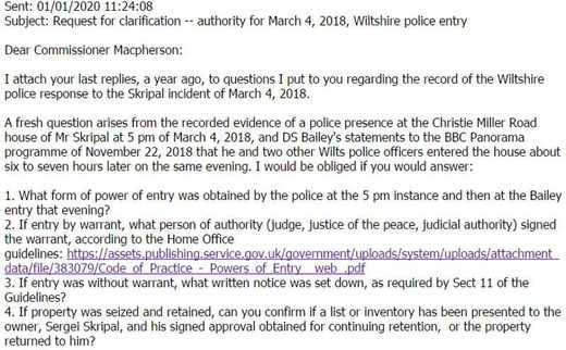 questions police power of entry skripal house