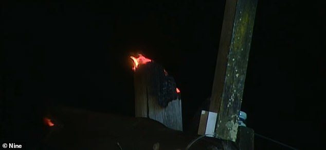 Click to enlarge Power poles on fire