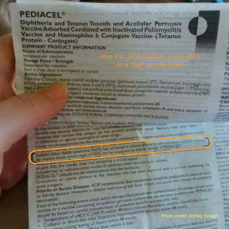 DTaP vaccine insert SIDS