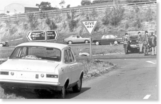 One of the cars used by the loyalist gunmen in the Miami Showband killings