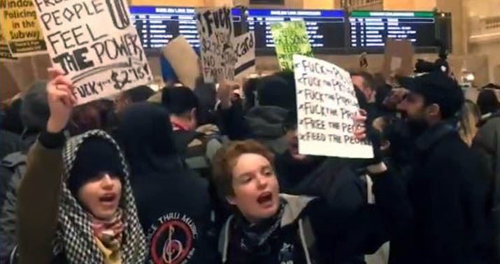 Click to enlarge antifa NYC transit protest