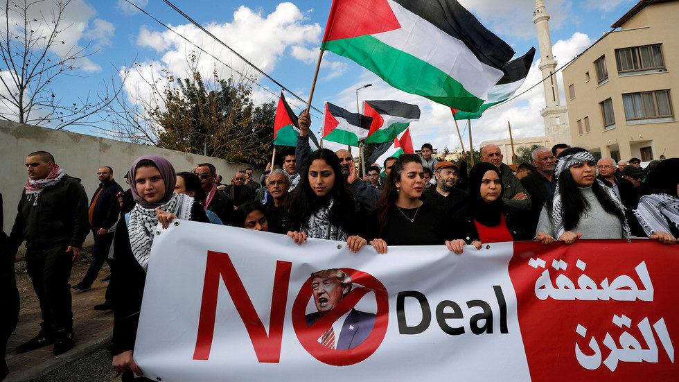 Click to enlarge Israeli Arabs protest trump peace deal