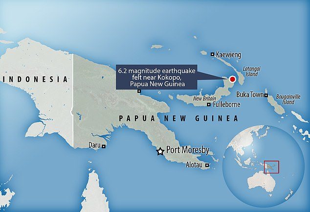 Seismologists said coastal residents near the epicentre would have felt 'quite strong ground shaking' as the tremor was close to the shore of Papua New Guinea