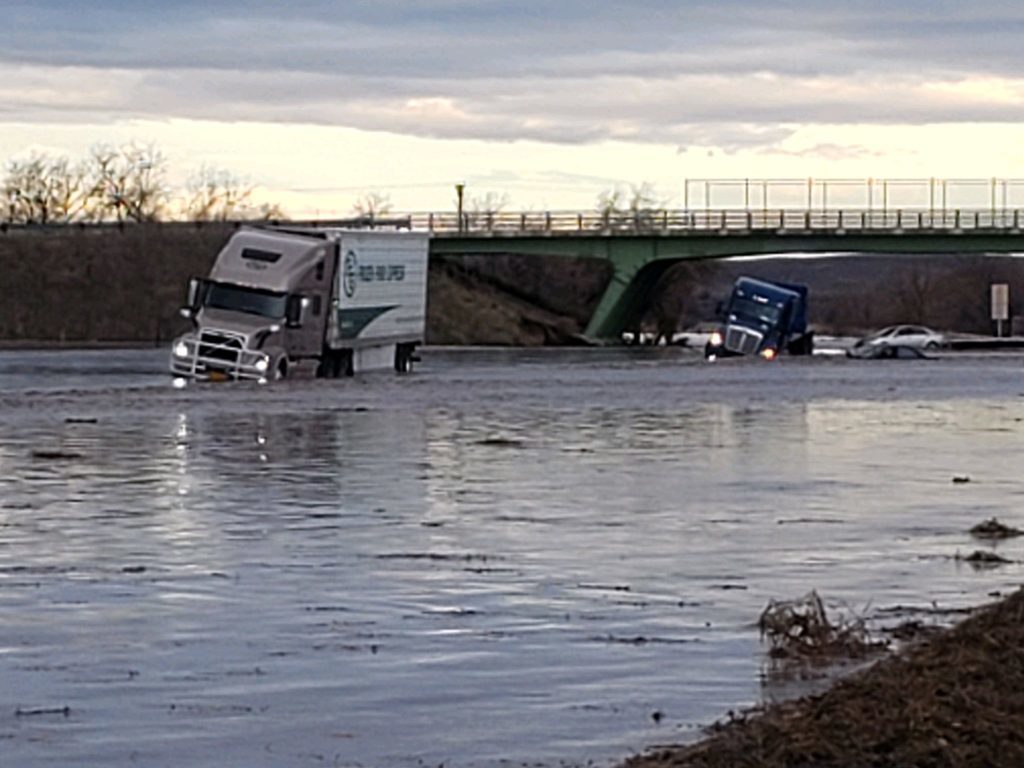 Flooding closed the Interstate 84 in Oregon. Some vehicles were left stranded.