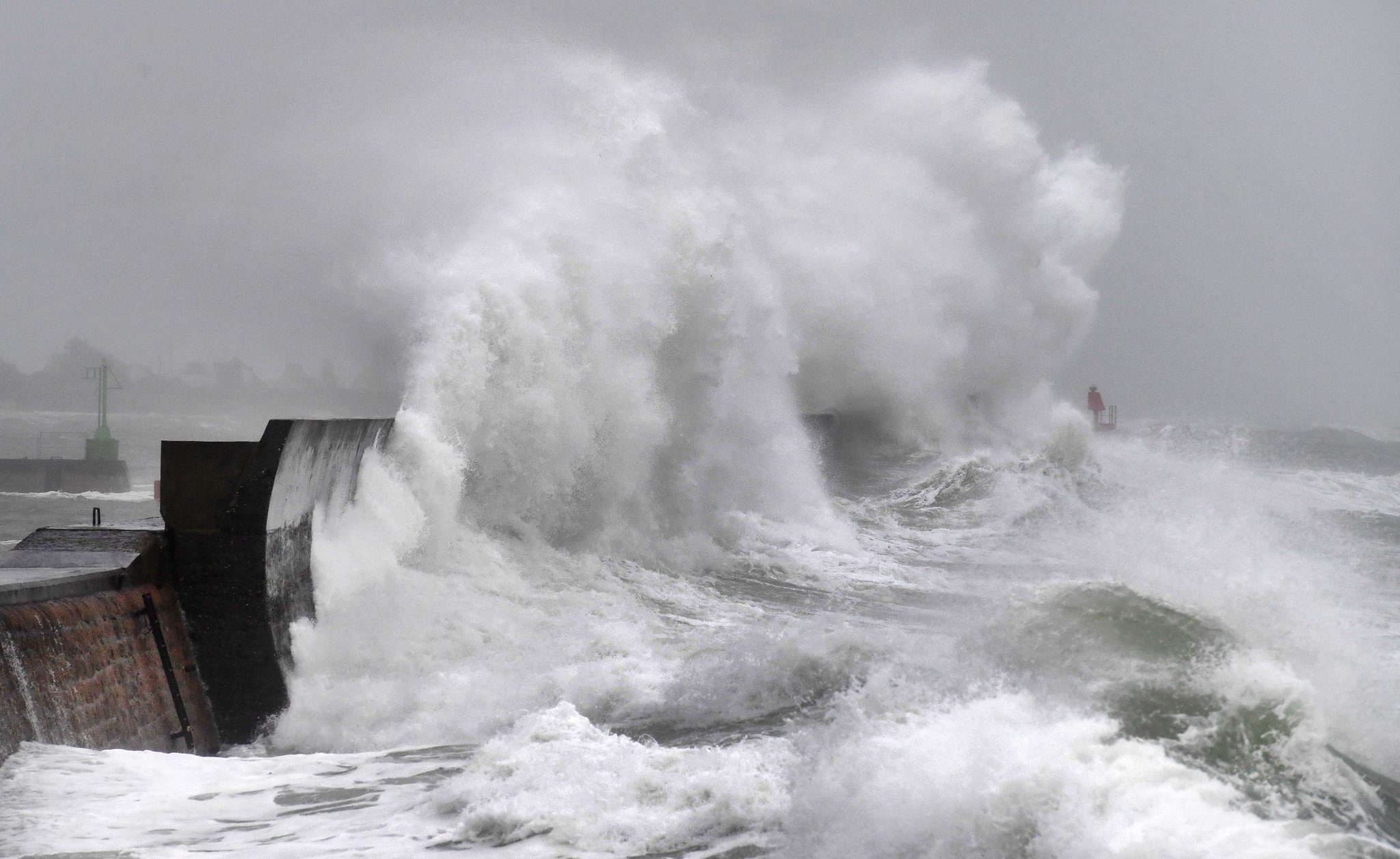 Large waves in Plobannalec-Lesconil, France, as Storm Ciara was hitting western and northern Europe