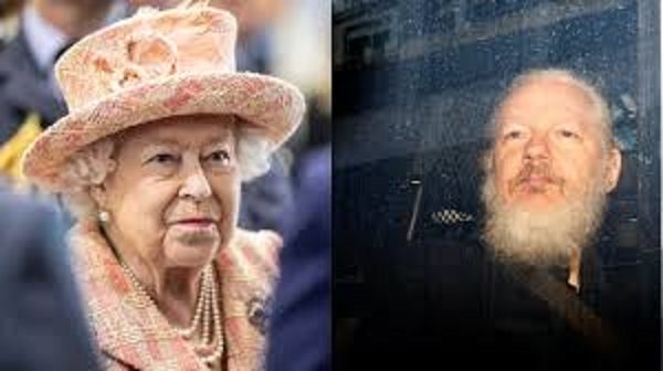 Click to enlarge Queen Elizabeth II and Julian Assange