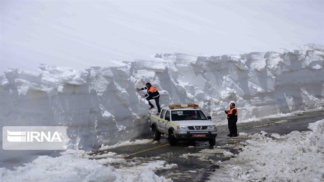 The photo shows a snow blockade on the Mahabad-Bokan road in the northwestern province of West Azarbaijan, on February 10, 2020.