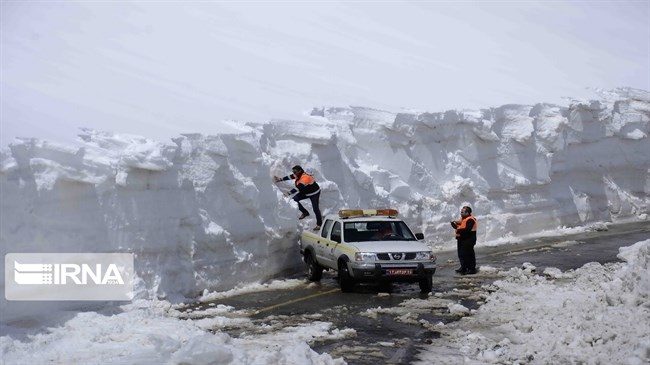 Click to enlarge The photo shows a snow blockade on the Mahabad-Bokan road in the northwestern province of West Azarbaijan, on February 10, 2020.