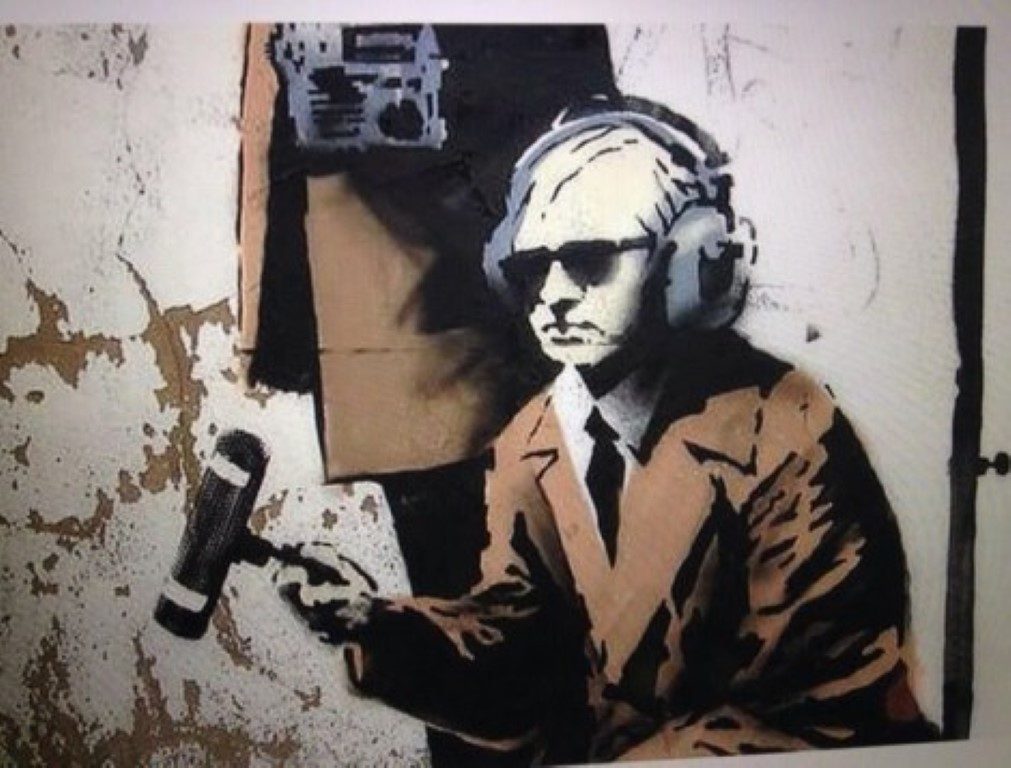 Assange stencil wall art