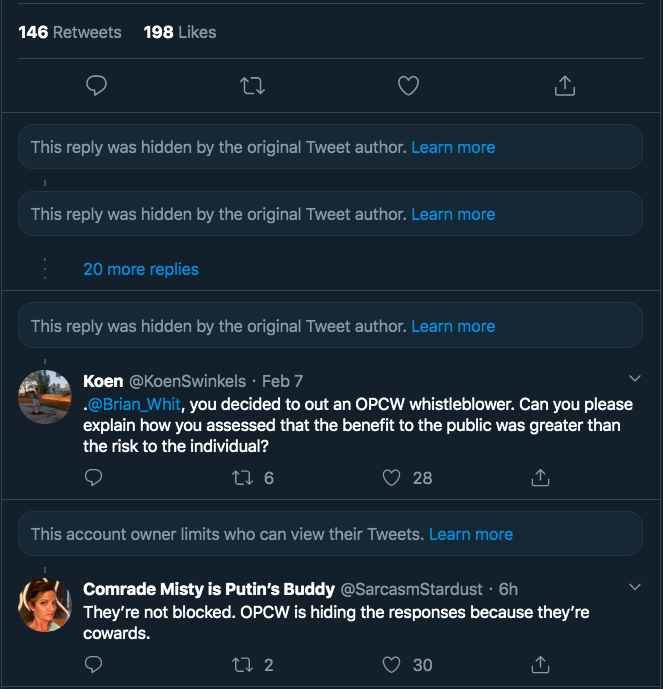 twitter hidden replies OPCW