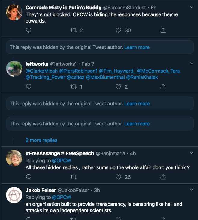 twitter hidden replies OPCW