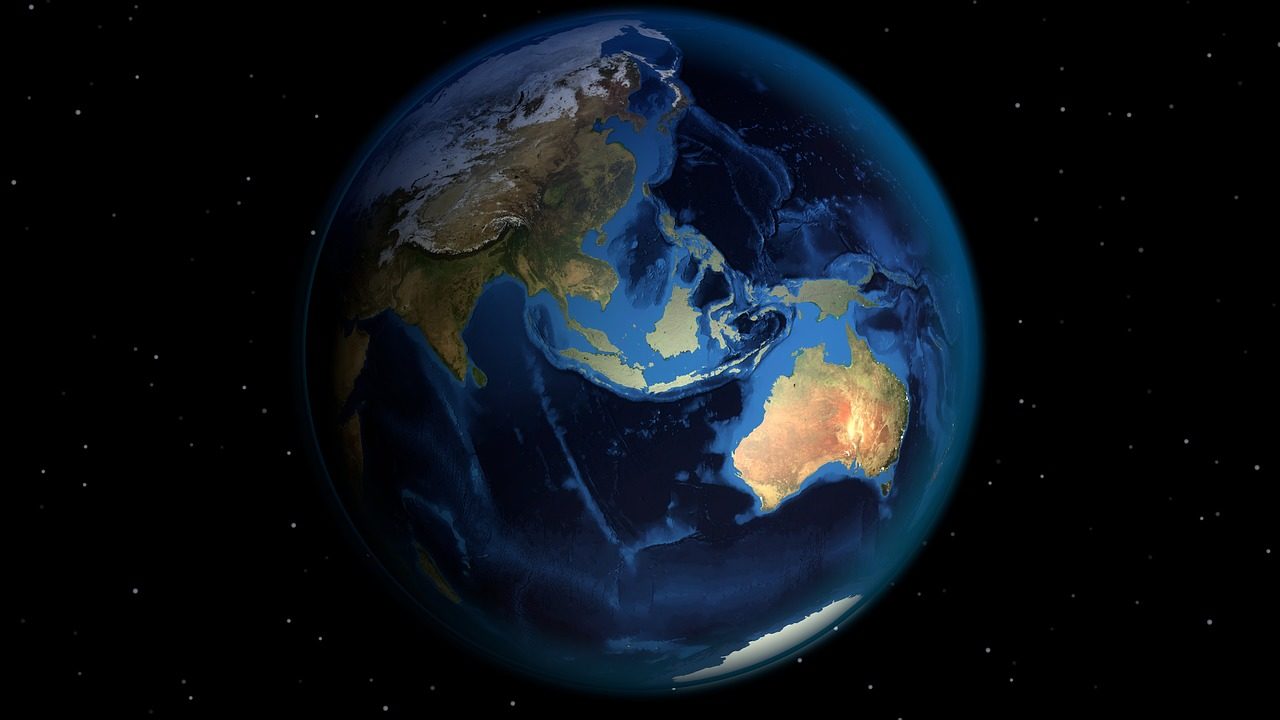Click to enlarge Australia on a globe