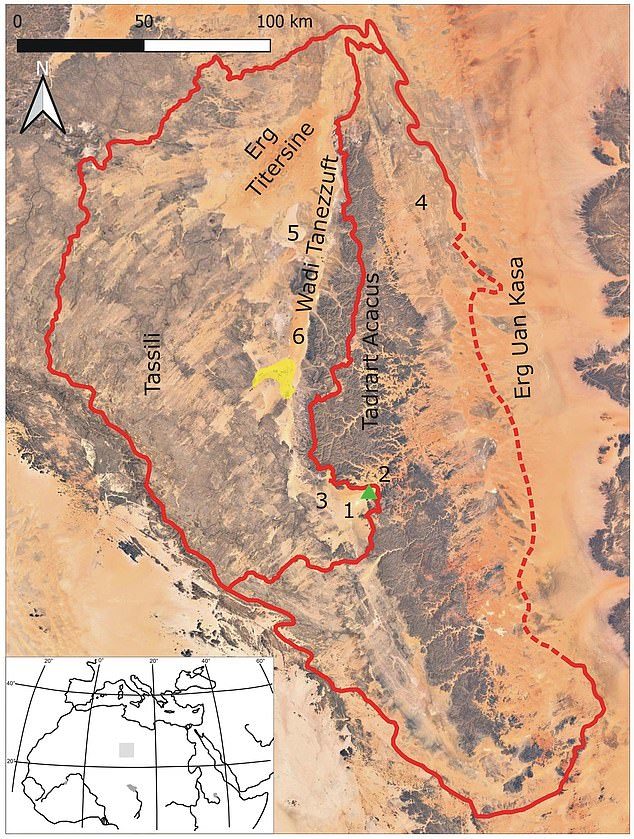 Click to enlarge Pictured is the Tadrart Acacus Mountains