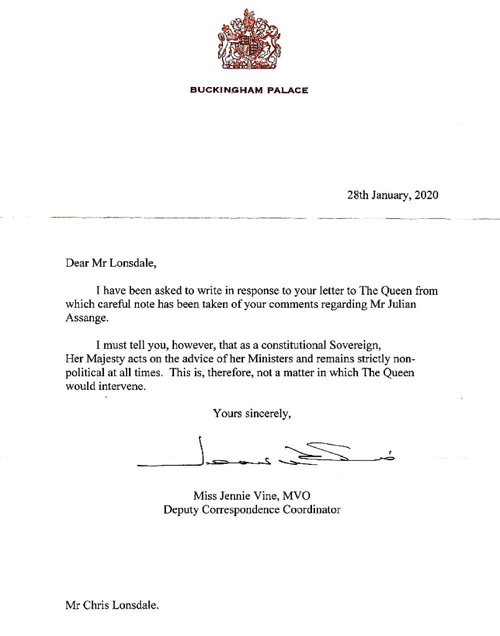 queens letter assange