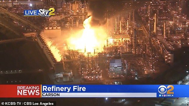 Oil refinery fire in Carson
