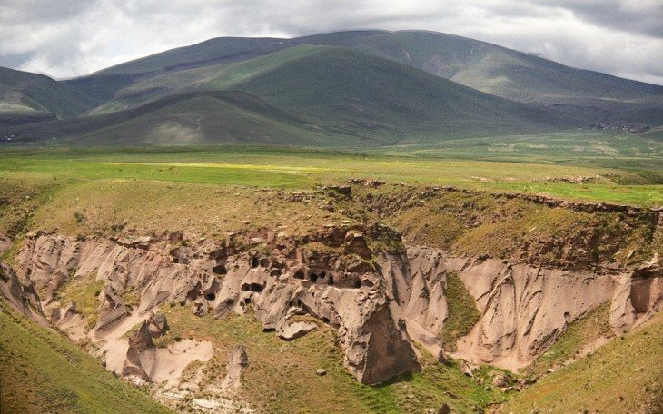 Click to enlarge Armenian cave dwellings of Ani
