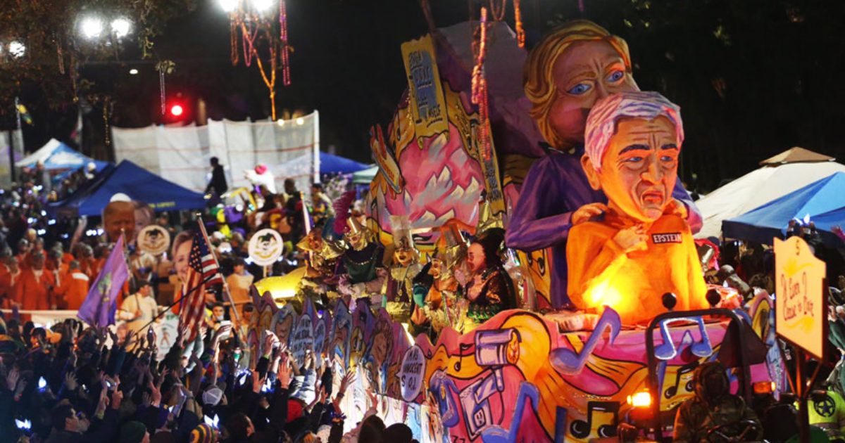 epstein hillary mardi gras float
