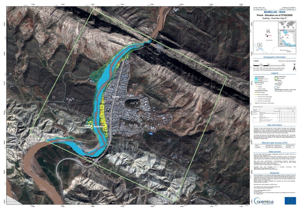 Click to enlarge Flooded areas of Mamulan, Lorestan Province, Iran, February 2020.