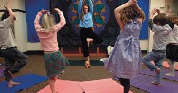 Students doing yoga