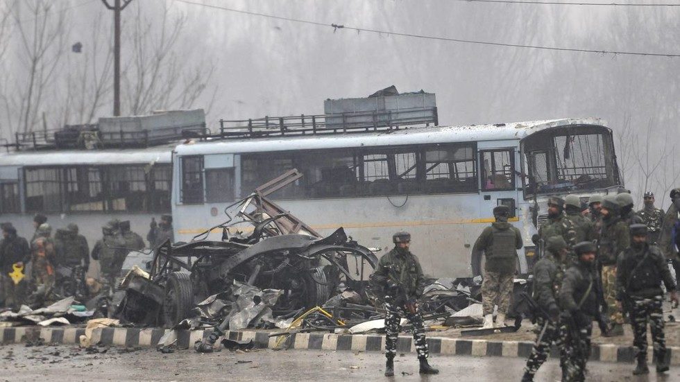 Site of the suicide bombing on the Jammu-Srinagar highway