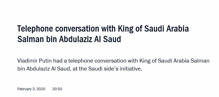 Click to enlarge putin al Saud phone call headline