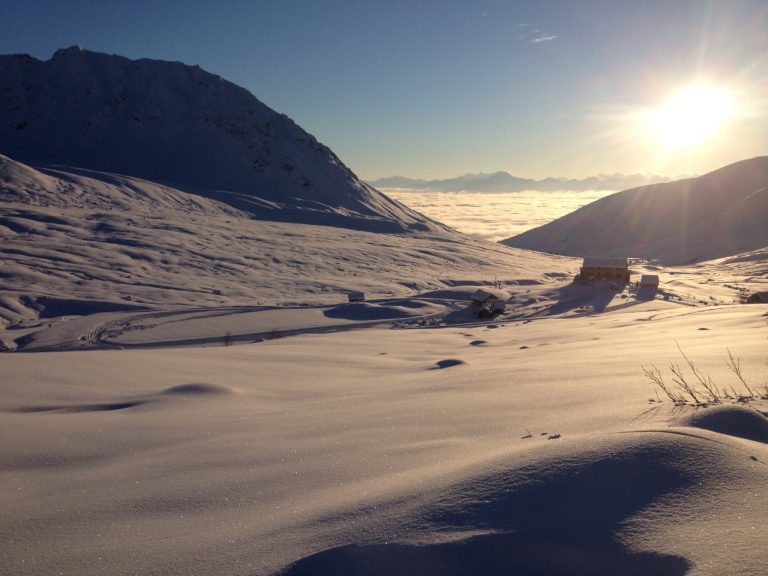 Click to enlarge Hatcher Pass and the historic Independence Mine site.